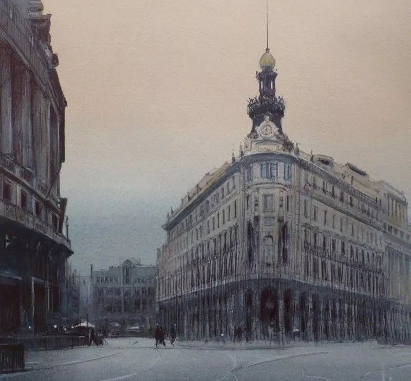 美术学院#Charles Villeneuve 的超美的城市风情水彩！