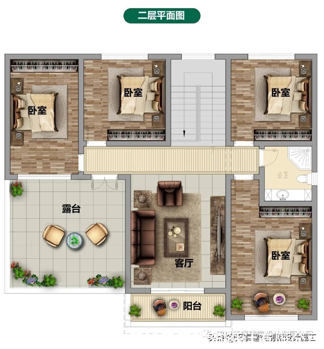别墅|四川南充两层中式乡村风别墅定制设计图纸 带效果图 农村建房图