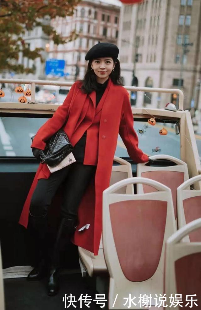 谁说红色衣服穿着俗?三木母女最新红衣搭配,美的高级又气质