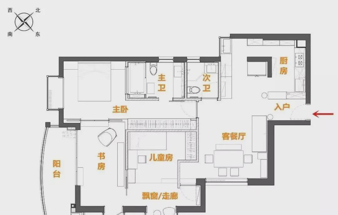 餐厨区|110㎡三居,非传统客厅、超舒适餐厨区、绝美阳台,还偷出一间房