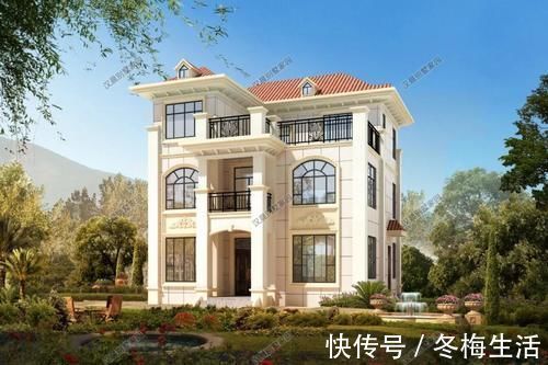 楼梯|12X12米户型方正农村三层简欧风格,新年回乡盖别墅就选它!