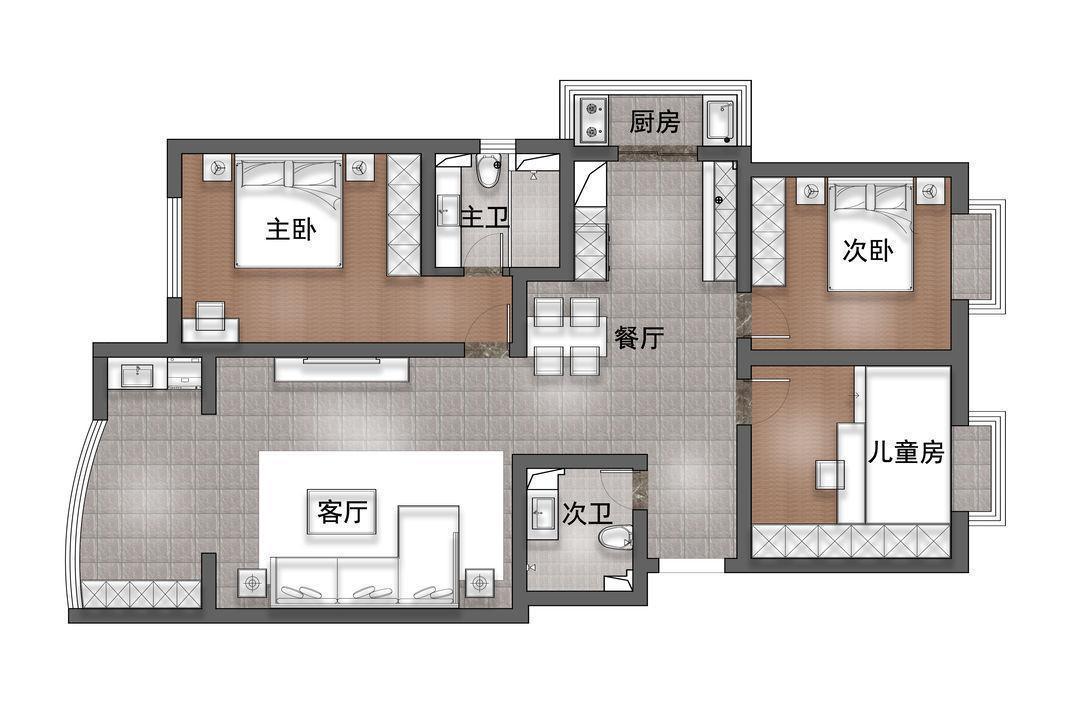 重点|现代简约风打造三居室,高级灰做为主色,时髦又前卫