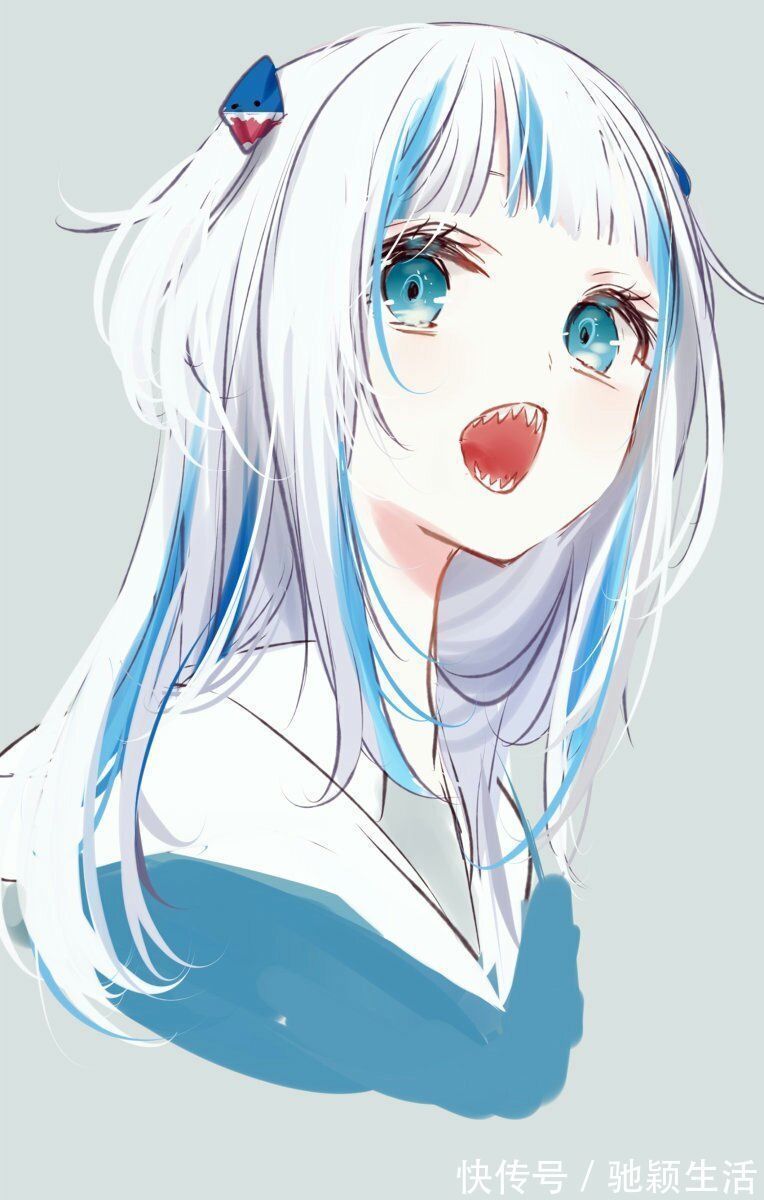 画师|画师将鲨鱼“拟人化”成小萝莉,样子萌呆可爱,被咬几口都不心痛
