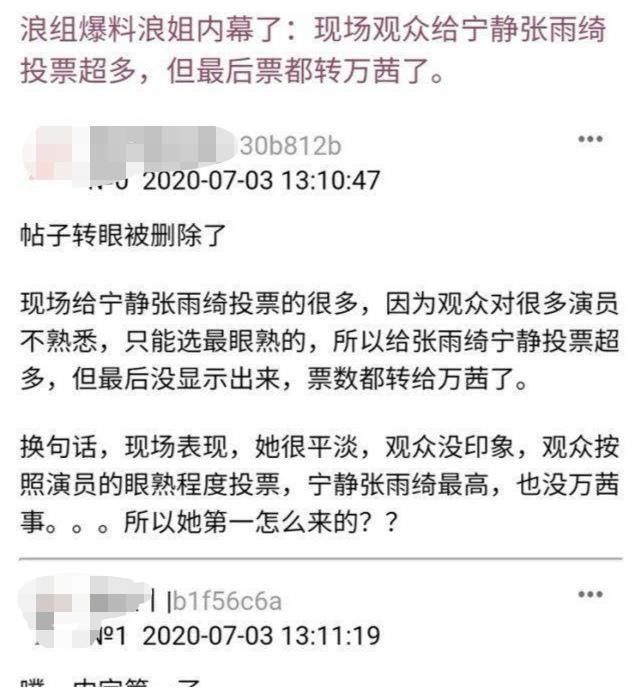 万茜排名第一是黑幕？观众“查无此人”，节目组强捧不红女演员