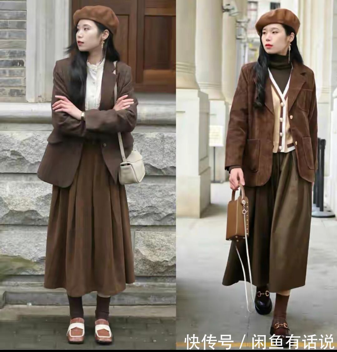 配裙|穿衣段位高的中年女人,春天选择“西装+半裙”,不扮嫩也不显老