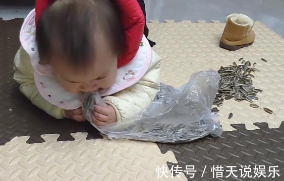 小家伙|宝宝找到一袋瓜子却拿不出来, 萌宝想出的办法, 让网友笑翻了