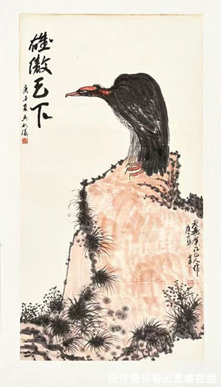 画家@国画家、画鹰大家、指墨画艺术大师朱祖国鹰石图——备受市场青睐!