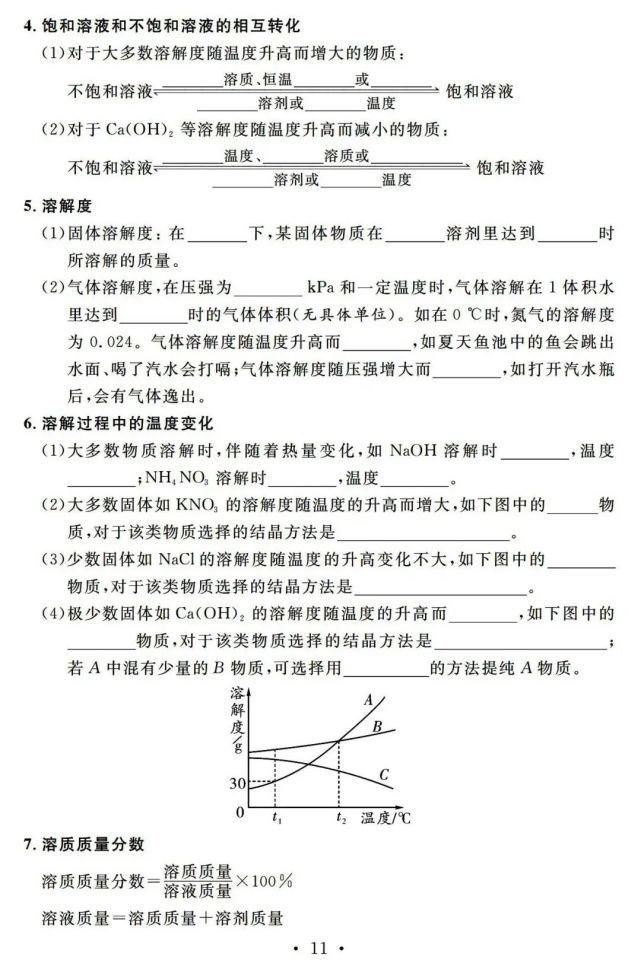 初中化学一轮复习基础知识清单，13天看完考满分！