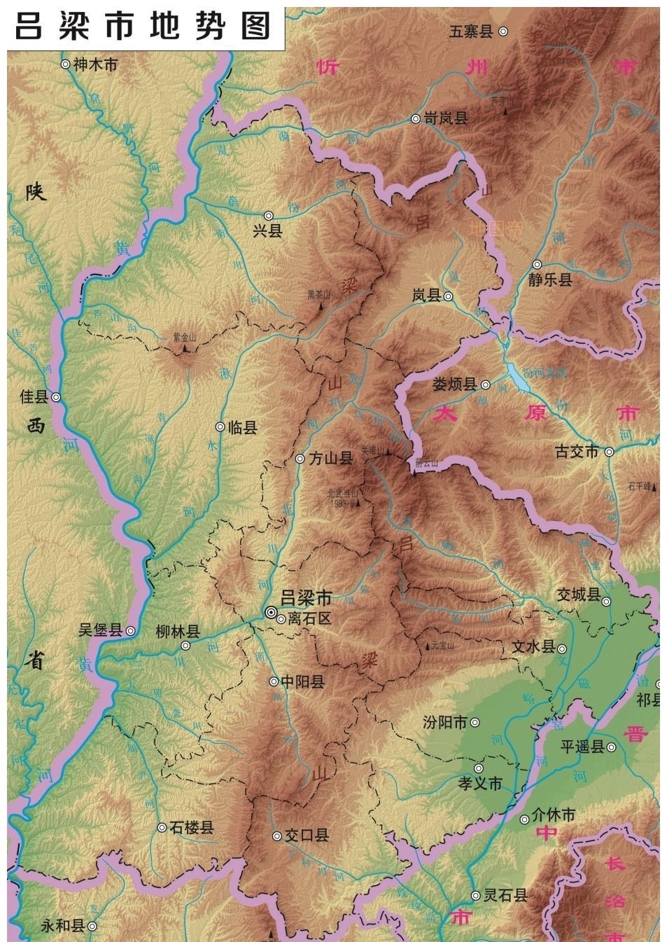 山西省|12张地形图，快速了解山西省各市