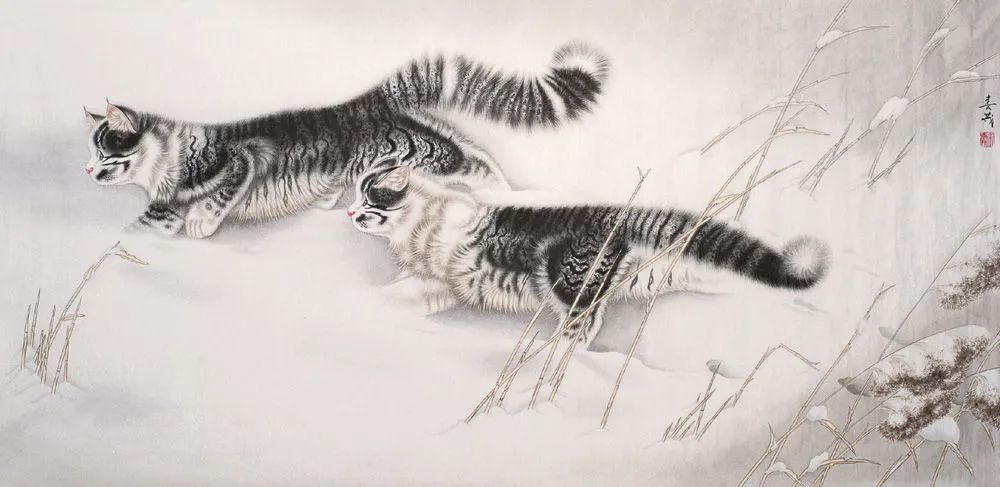 代表作品@米春茂笔下的猫,趣萌可爱,稚气童真