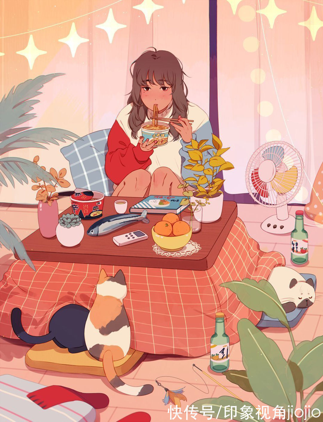 插画@治愈系人物插画作品,色彩中有着独特的朦胧美