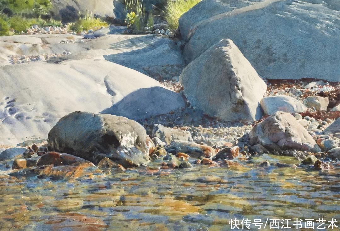 克拉科夫$这位瑞典水彩画家把海边的石头质感画得好极了