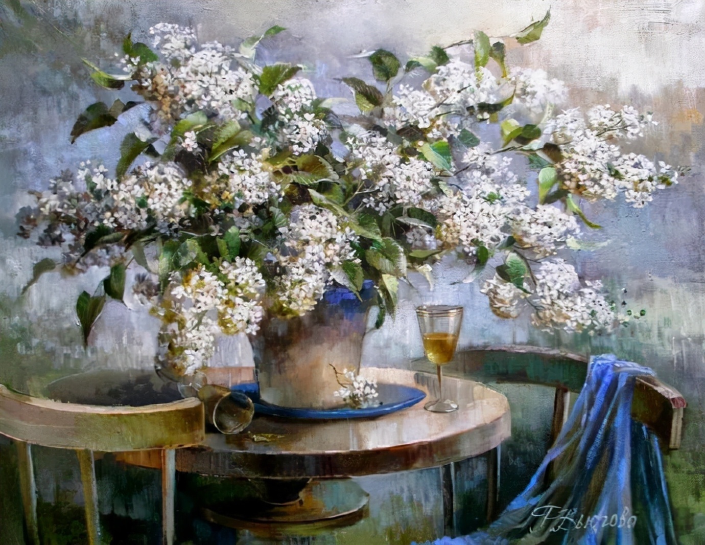 艺术家@俄罗斯女画家Vjugovey Rimma Nikolayevna唯美静物花卉油画