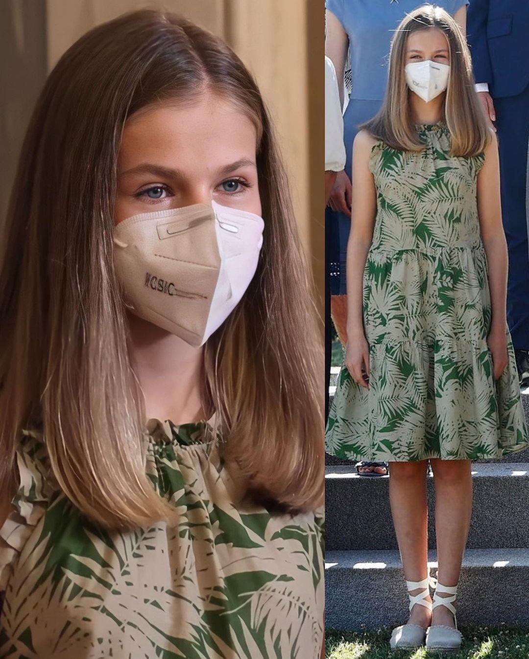 印花连衣裙|西班牙公主莱昂诺尔真会穿,无袖印花连衣裙清新减龄,娇俏甜美