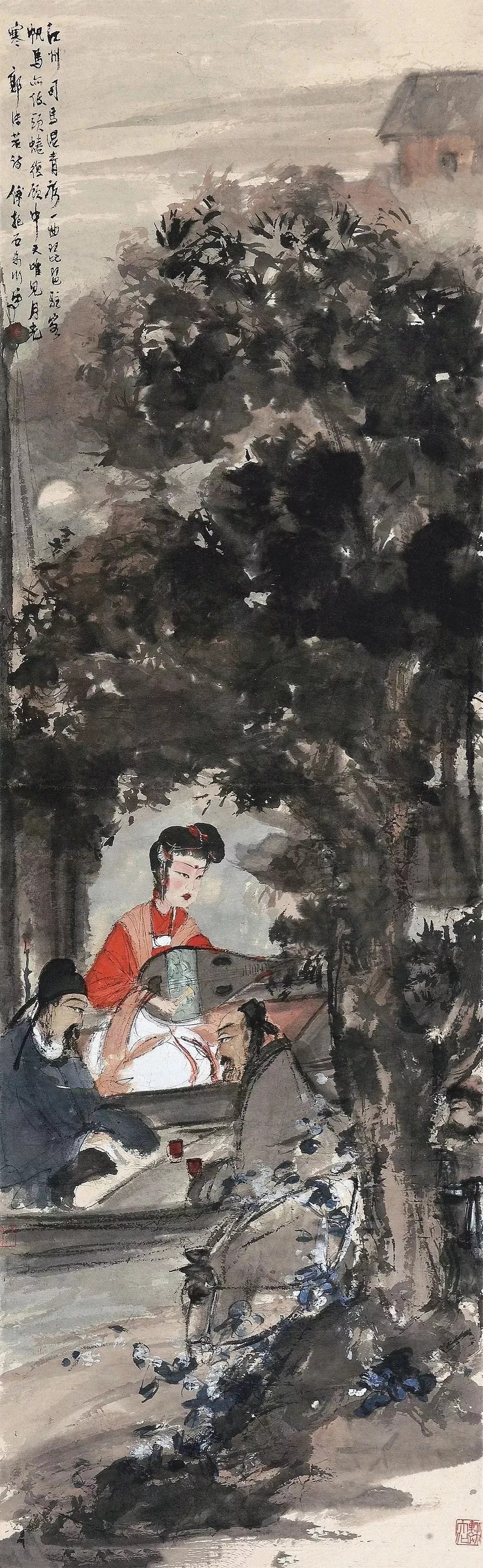 兰亭修禊图|傅抱石如何用笔下的“勾魂三绝”画活历史仕女画的？