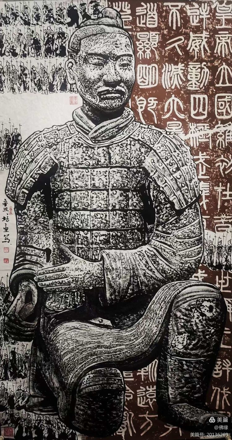 焦墨画|秦始皇兵马俑马培童焦墨组画，震动画坛，叹为观止！