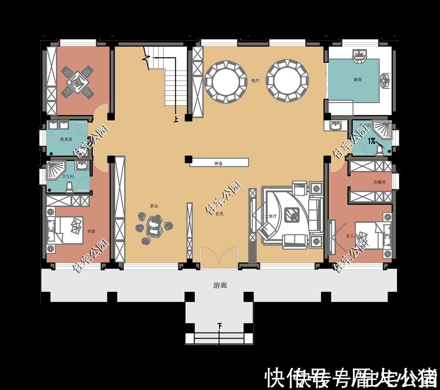 小知识|2021年就盖这套新中式美宅吧,室内布局没得挑,对称外观更受好评