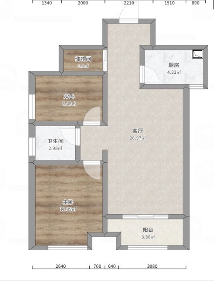 宜家|85平宜家风二居室,电视背景墙没有多余的造型,显得空间很大