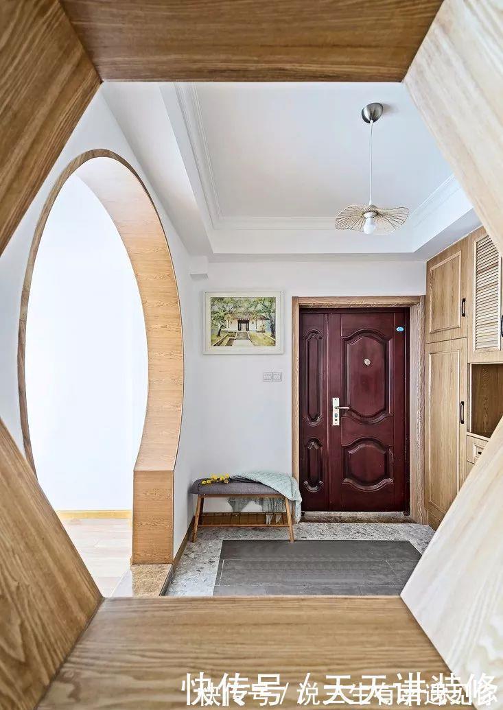 齐家栗子|135平四居室,原木中式风格,文化石电视墙,又增添了些野性美