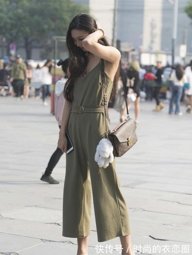 连体裤 暗绿色连体裤,休闲版型更显洒脱自在,大气自然!