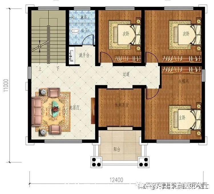 露台|四川自贡三层欧式别墅带大露台设计 乡村小洋房 农村建房施工图