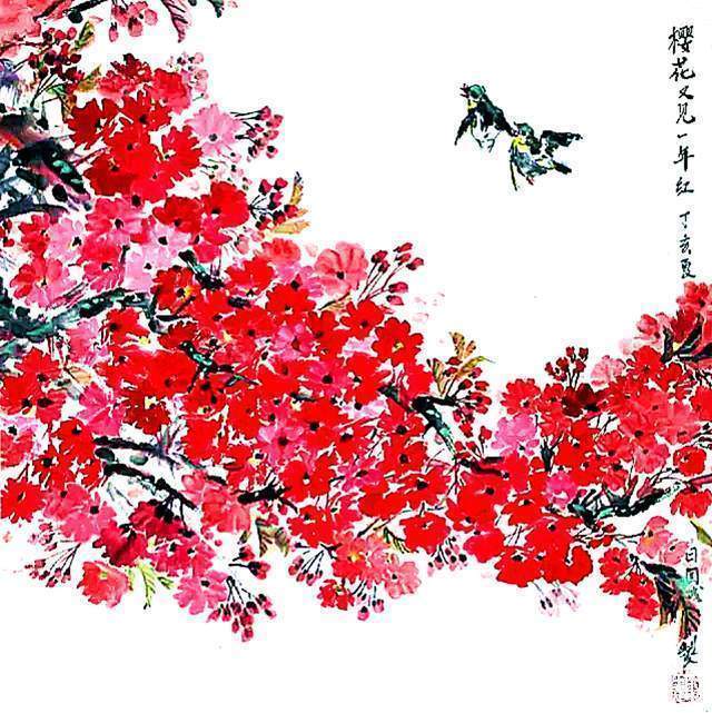 x90@「画作欣赏」岁华绘花又绘鸟，时光爱鸟更爱人，余国城画作欣赏