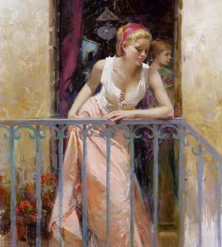 人物#皮诺德埃尼的油画人物，色彩斑斓，动静结合，光彩照人