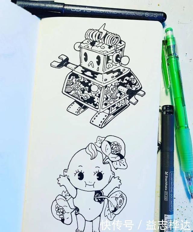 插画$哇马克笔画出水彩般效果,装饰感太强了,简单又漂亮,收藏