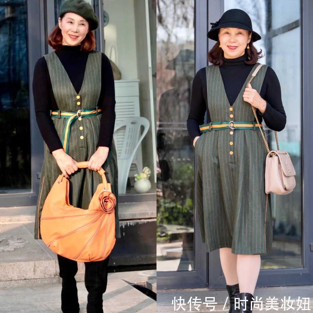 连衣裙 上了年纪的微胖女人,早春建议“叠穿”,遮肉不说还减龄洋气