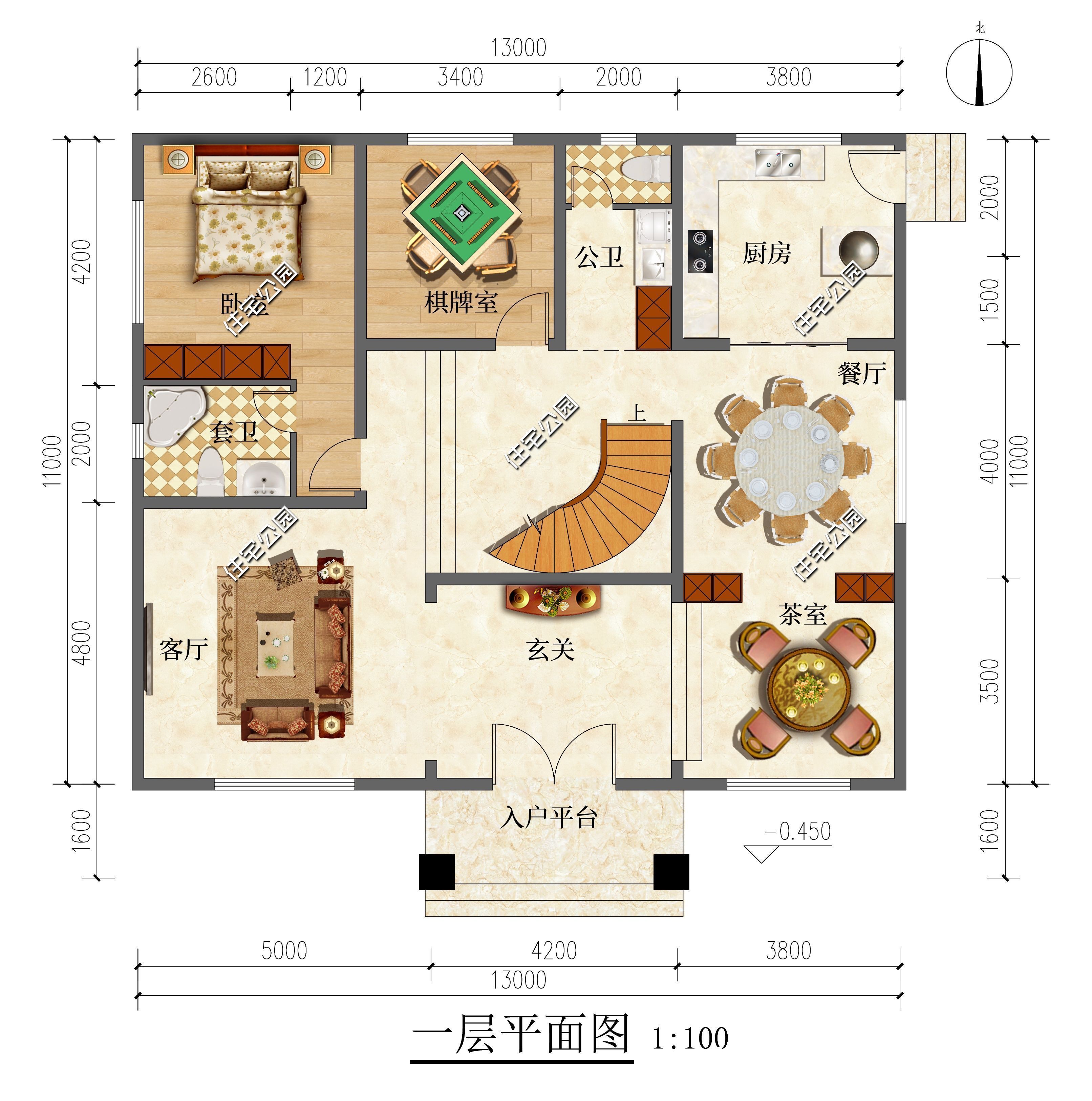 活动室|13×11米二层别墅，光挑空客厅就令人羡慕，更别说旋转楼梯