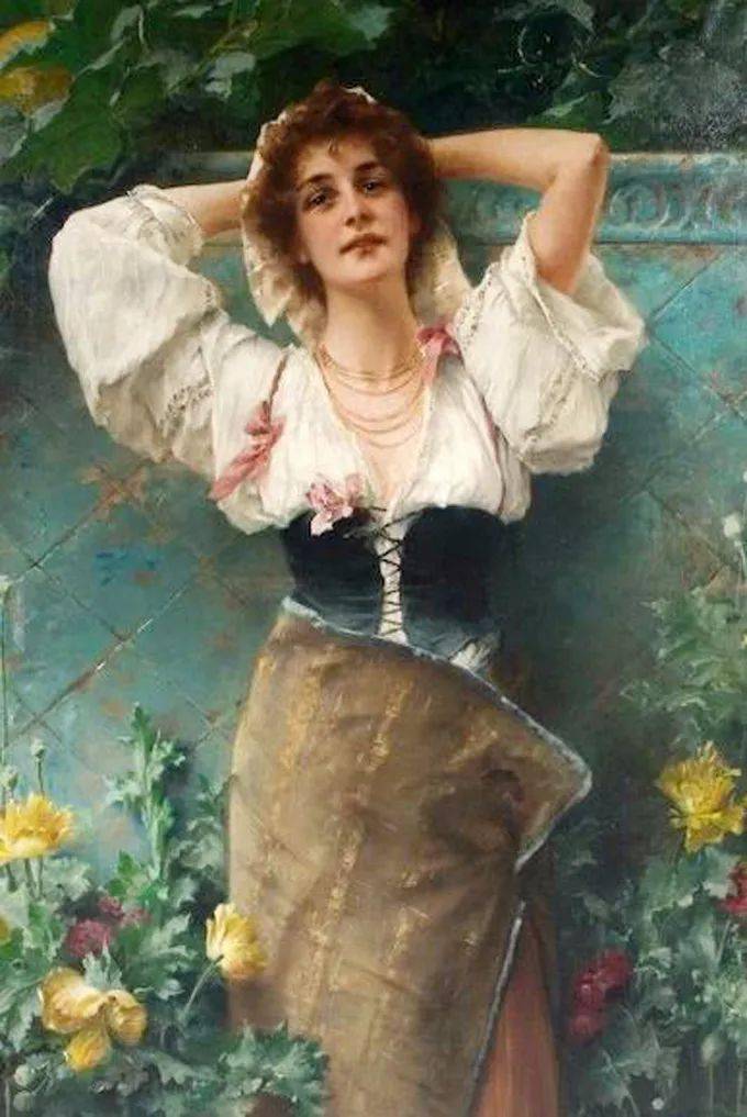 艺术学院!19世纪油画家笔下细腻的年轻漂亮女子,人物造型丰韵端庄 雍容华贵