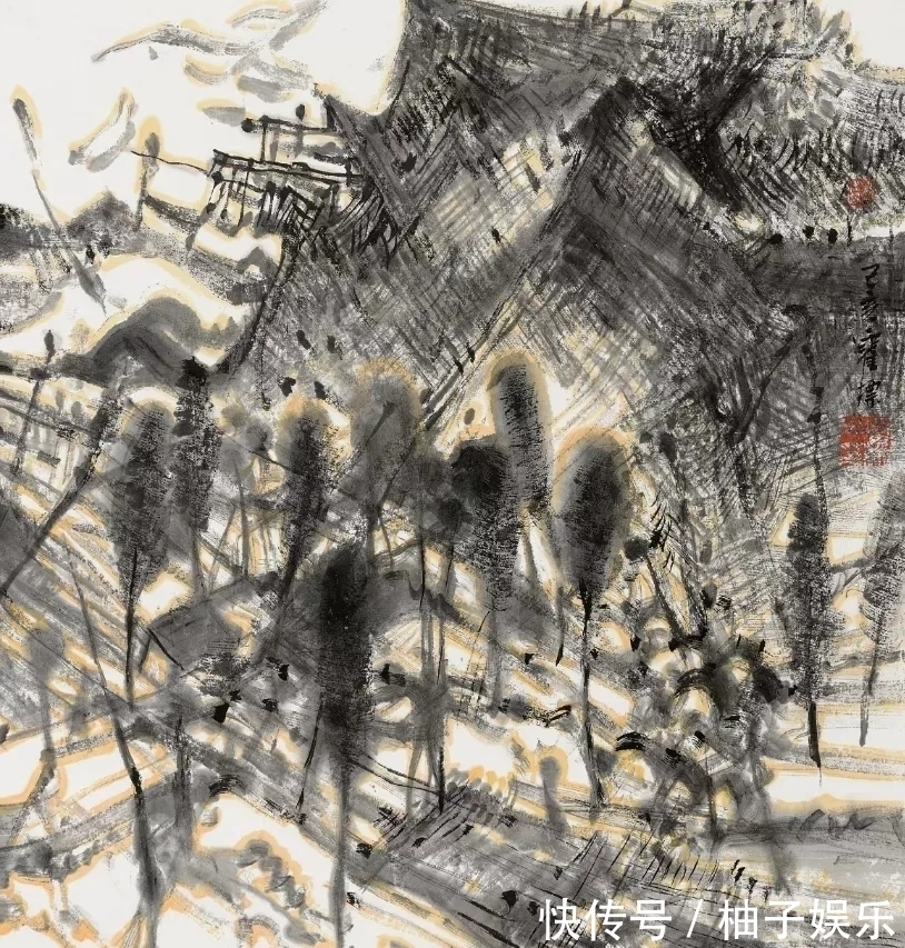 水墨&构成的画面很打眼！霍彪水墨山水画