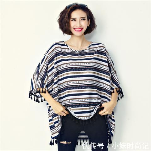 肉肉|时尚显瘦的短袖上衫,胖妹妹的臭美搭档