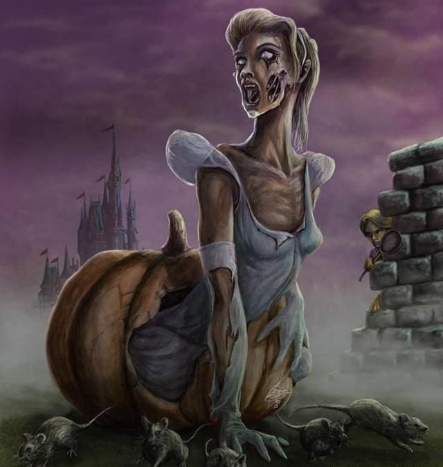 白雪公主#迪士尼公主变成恐怖“怪物”,丧尸让人害怕,吸血鬼画风妖娆