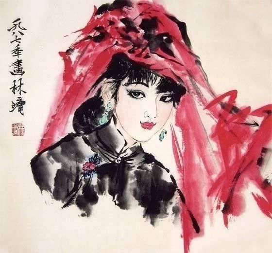 广美教授林墉笔下的女人体国画，俏丽、灵动，勾人魂魄，养眼！
