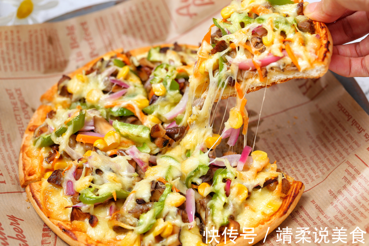 自制美味诱人的大披萨,瀑布拉丝老过瘾了,比必胜客里的还好吃!