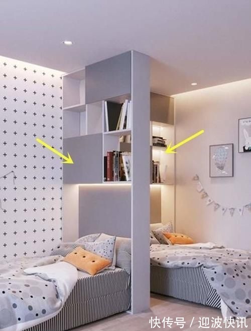 木格栅隔断|上下铺二胎家庭都不用了,10㎡垂直放2张床,上下收纳中间隔断