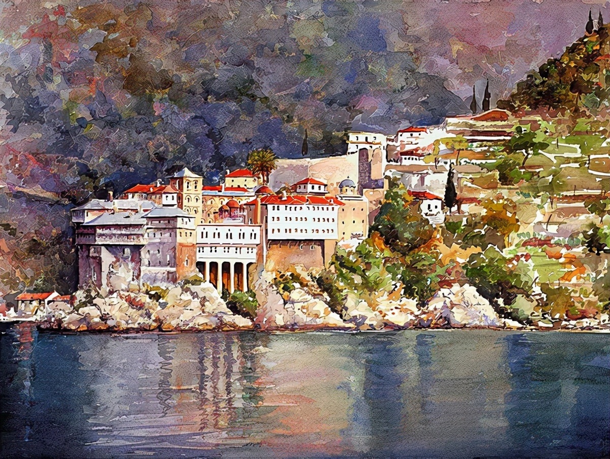 麦迪逊$希腊艺术家Pantelis Zografos,用水彩笔描绘希腊爱琴海美丽海岸风光