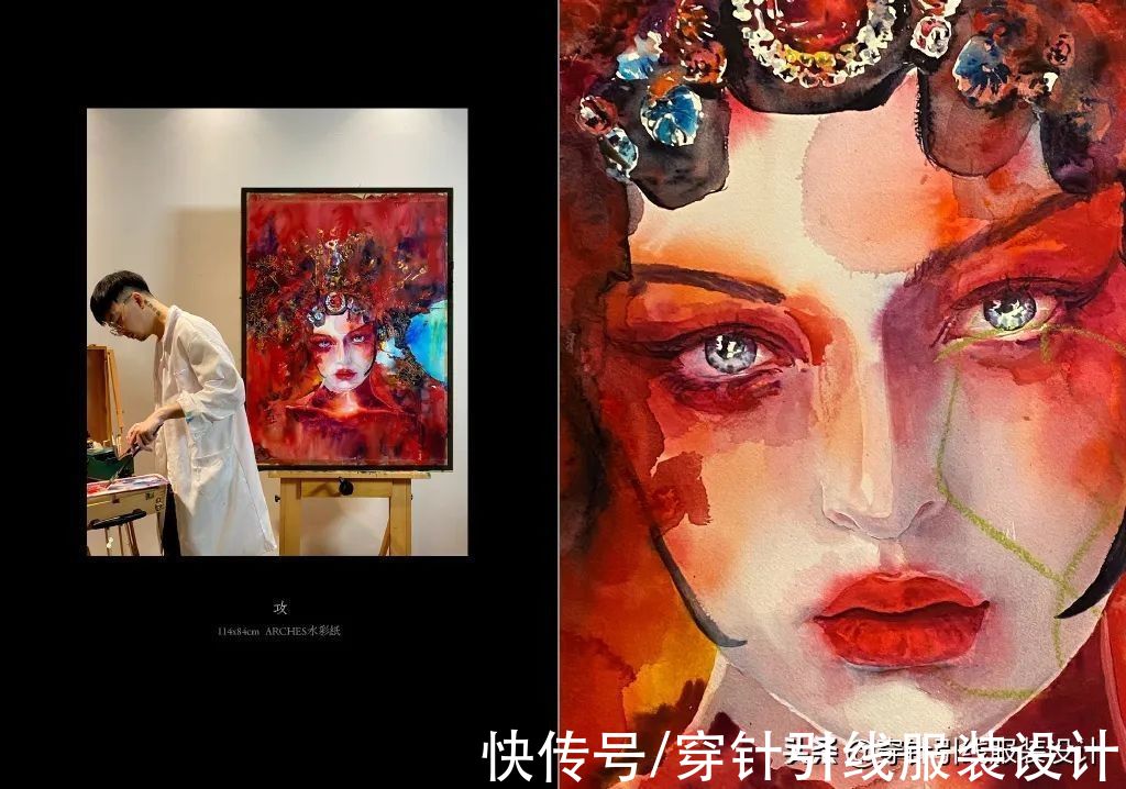 小姐姐#他是抖音水彩第一人，画面充满水墨意境，质感无人能敌