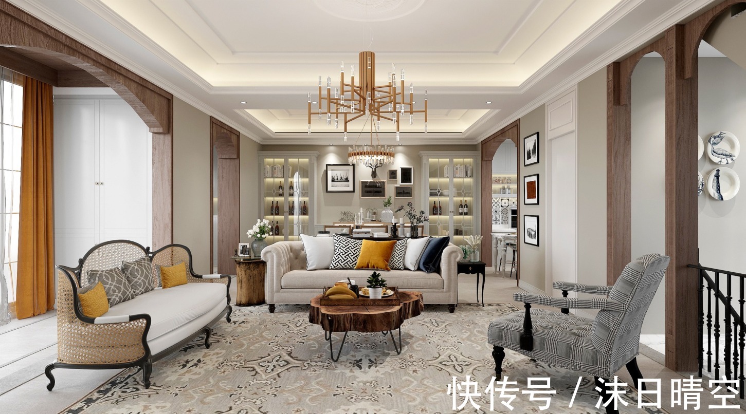 气质|【鲁班装饰】静雅合院300㎡美式,气质华丽