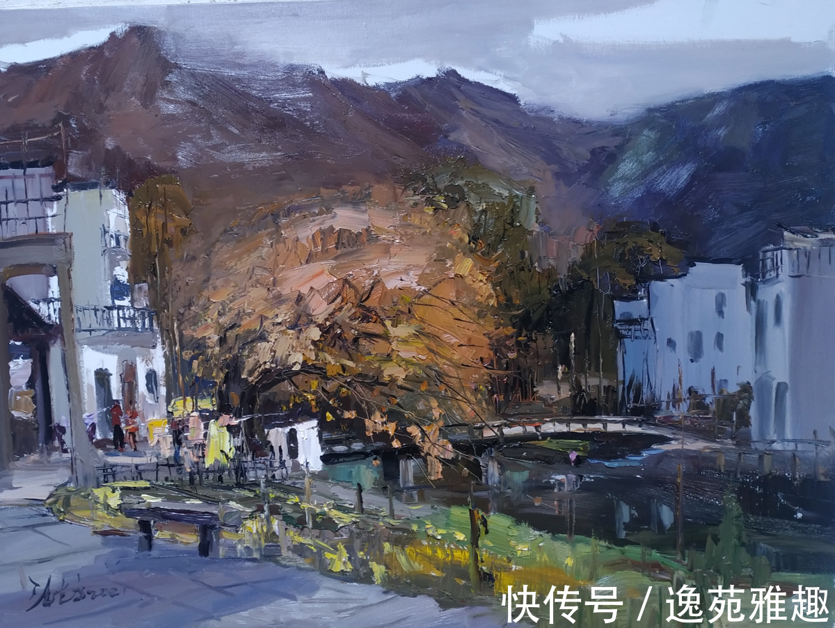 五彩斑斓&「写生作品」回望深秋婺源,五彩斑斓,油画家汪志高作品欣赏