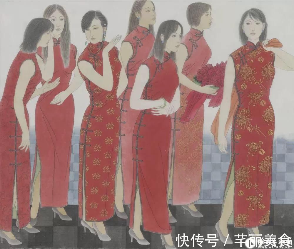 旗袍#东方美——戴宏海 笔下的国色国服与秀美女性