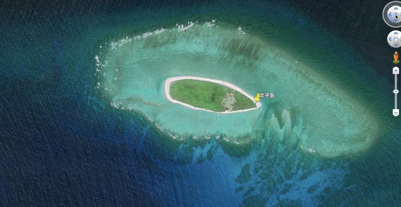 南海北子岛,距离永兴岛630公里,为南沙群岛