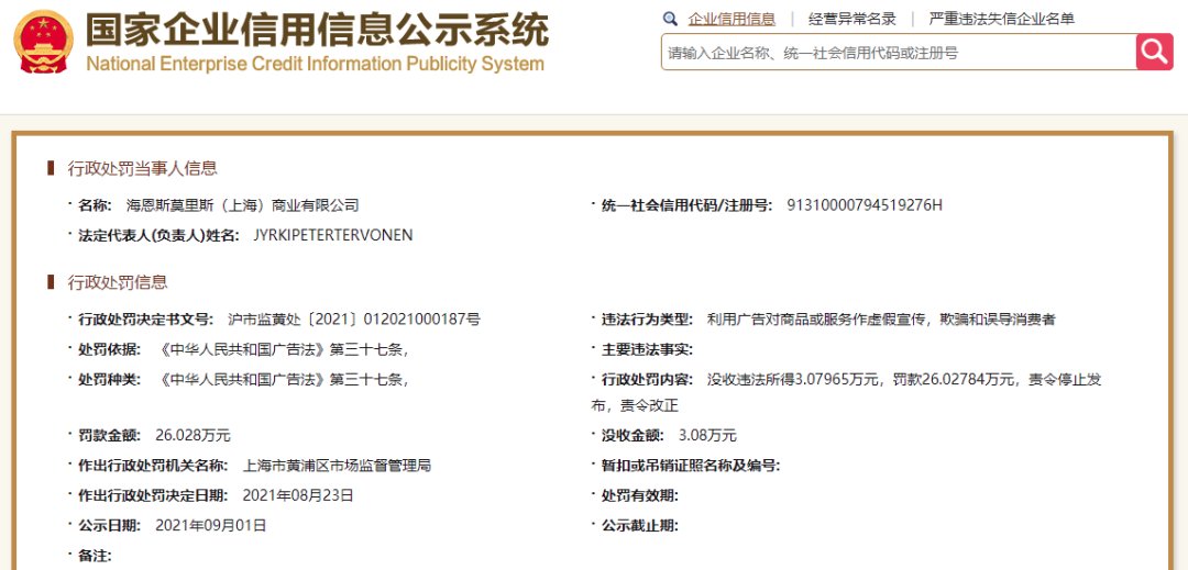 黄浦区市场监管局|知名品牌被罚！很多人家里都有