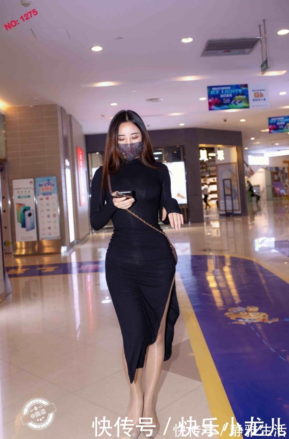 时尚 “漏斗形”身材的连衣裙美女，得体耐看又时尚，白里透白
