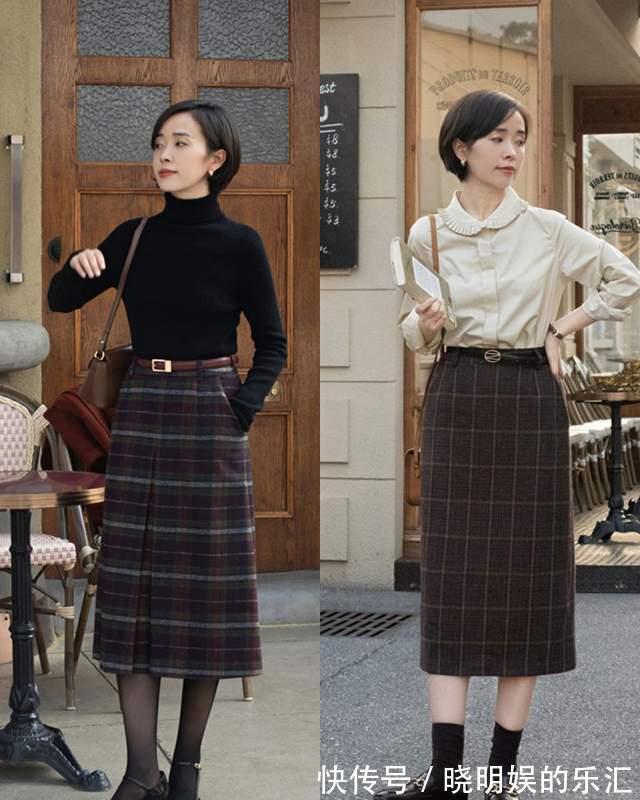 针织衫 冬天衣柜里不能没裙子,6个“过膝半身裙”搭配,教你美丽不冻人