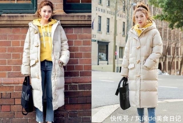 大衣|今年流行的长款羽绒服,再搭配一件卫衣,比大衣好看一百倍!