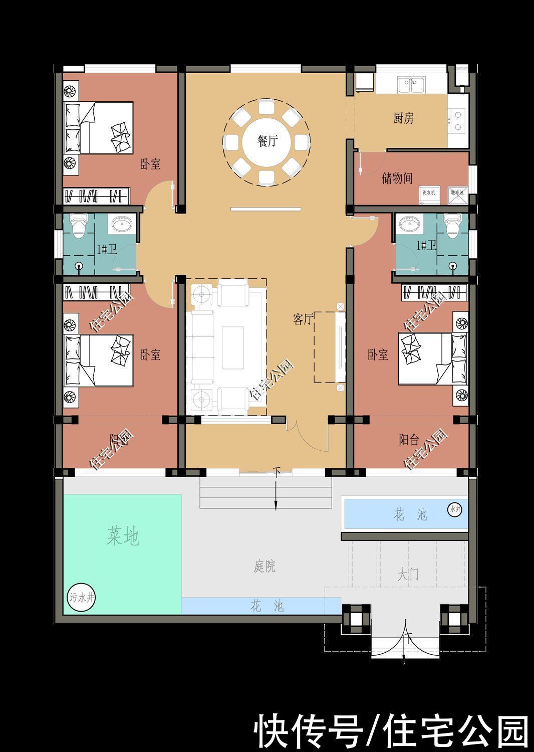 占地面积|农村盖房的好月份，10套一层户型奉上，第3套造价低第6套特别美