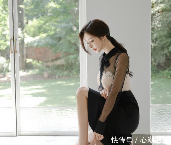 美人图鉴孙允珠:黑白相间星点飘纱百褶混搭裙