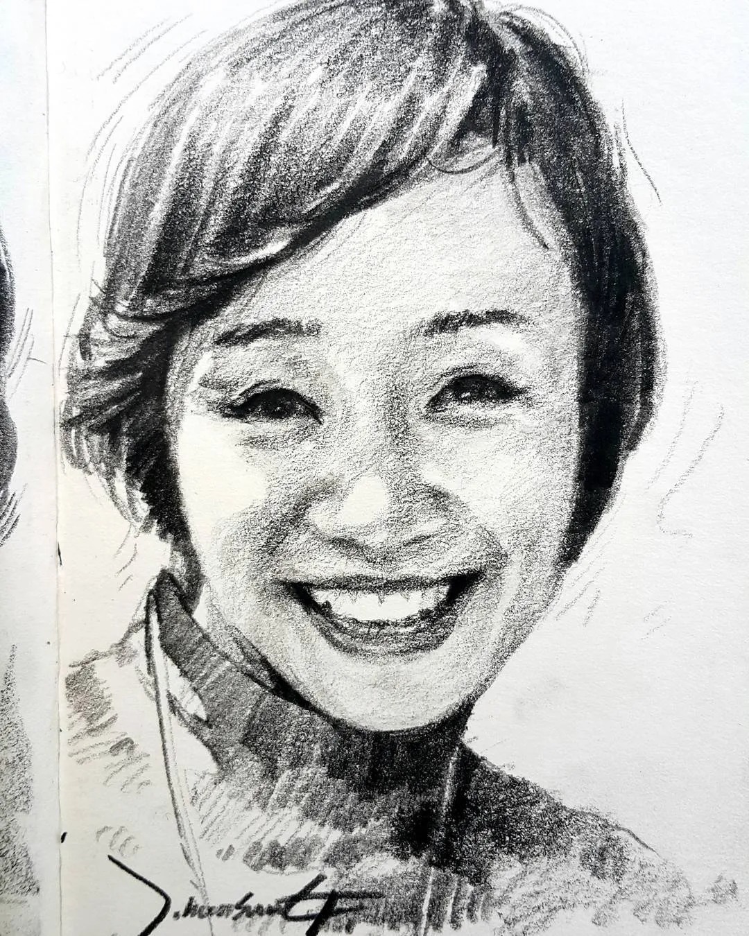 小孩童$画皮画骨难画魂,他用木炭条把肖像画活了